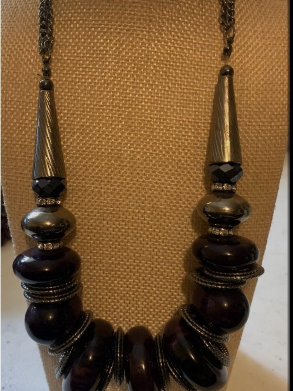 You and I -Women's Purple Resin and Metal Statement Necklace